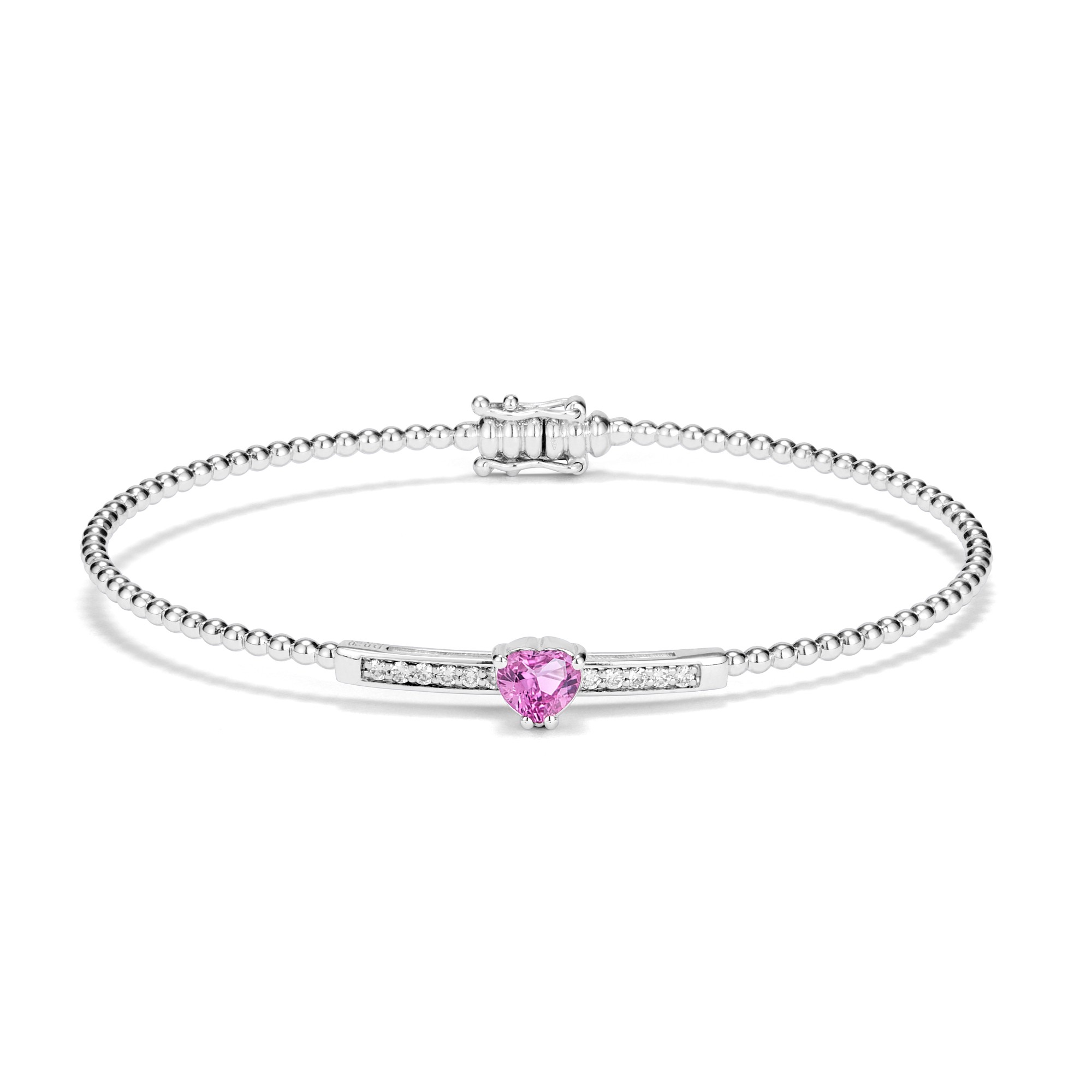 BRACCIALE FLEX CON ZAFFIRO ROSA E DIAMANTI - BARBERO & RICCI